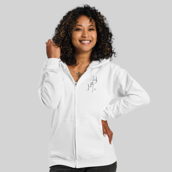 Mulher Casaco Branco Bordado